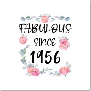 Women 65 Years Old Fabulous Since 1956 Flowers Posters and Art